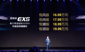 全智能+长续航 北汽新能源EX5正式上市 补贴后售价16.99万元起